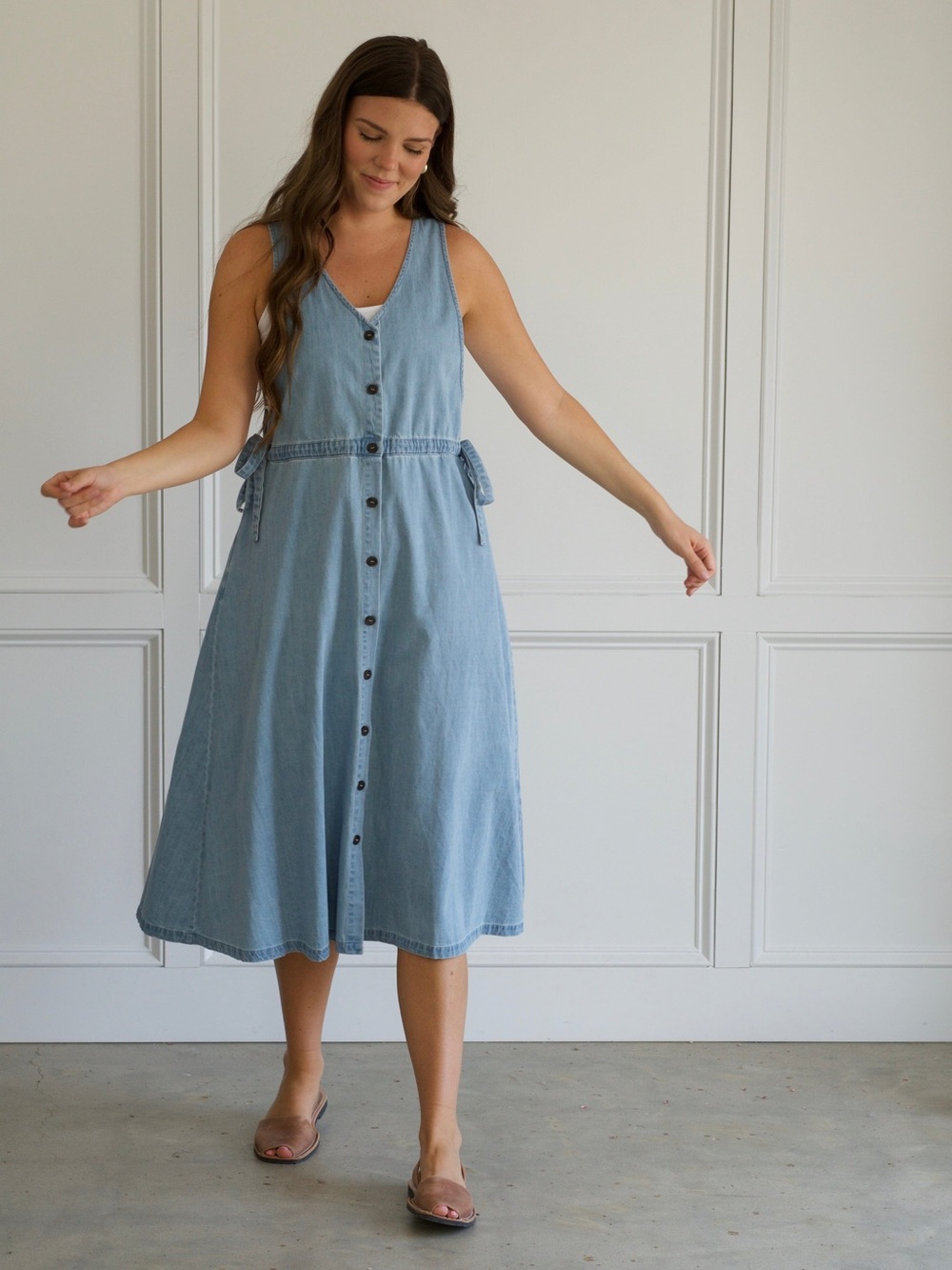 Neuflora Harpswell Chambray Midi Dress Sz Medium